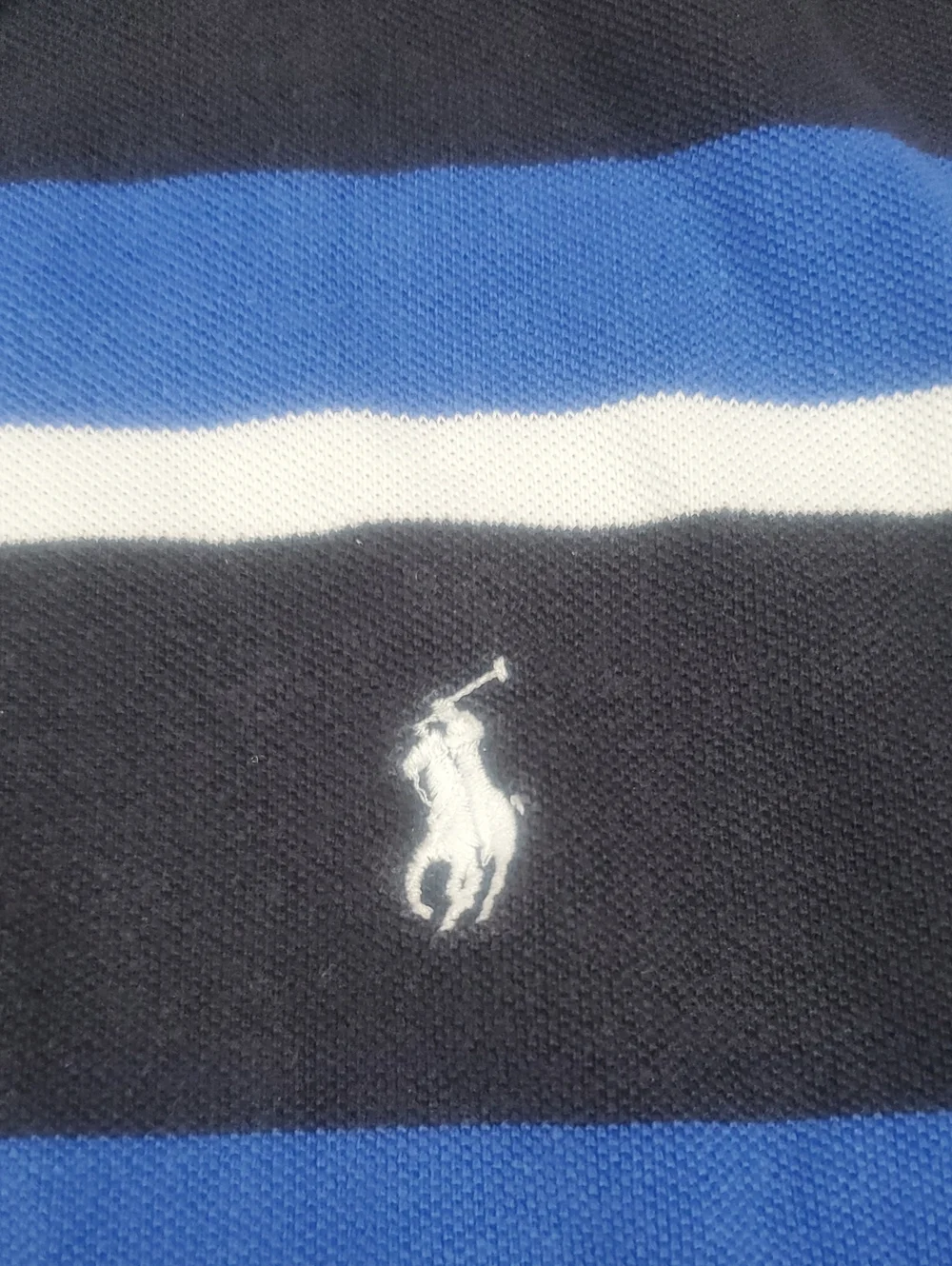 Polo Ralph Lauren Blue Black White Striped Polo Shirt Men's Large Cotton